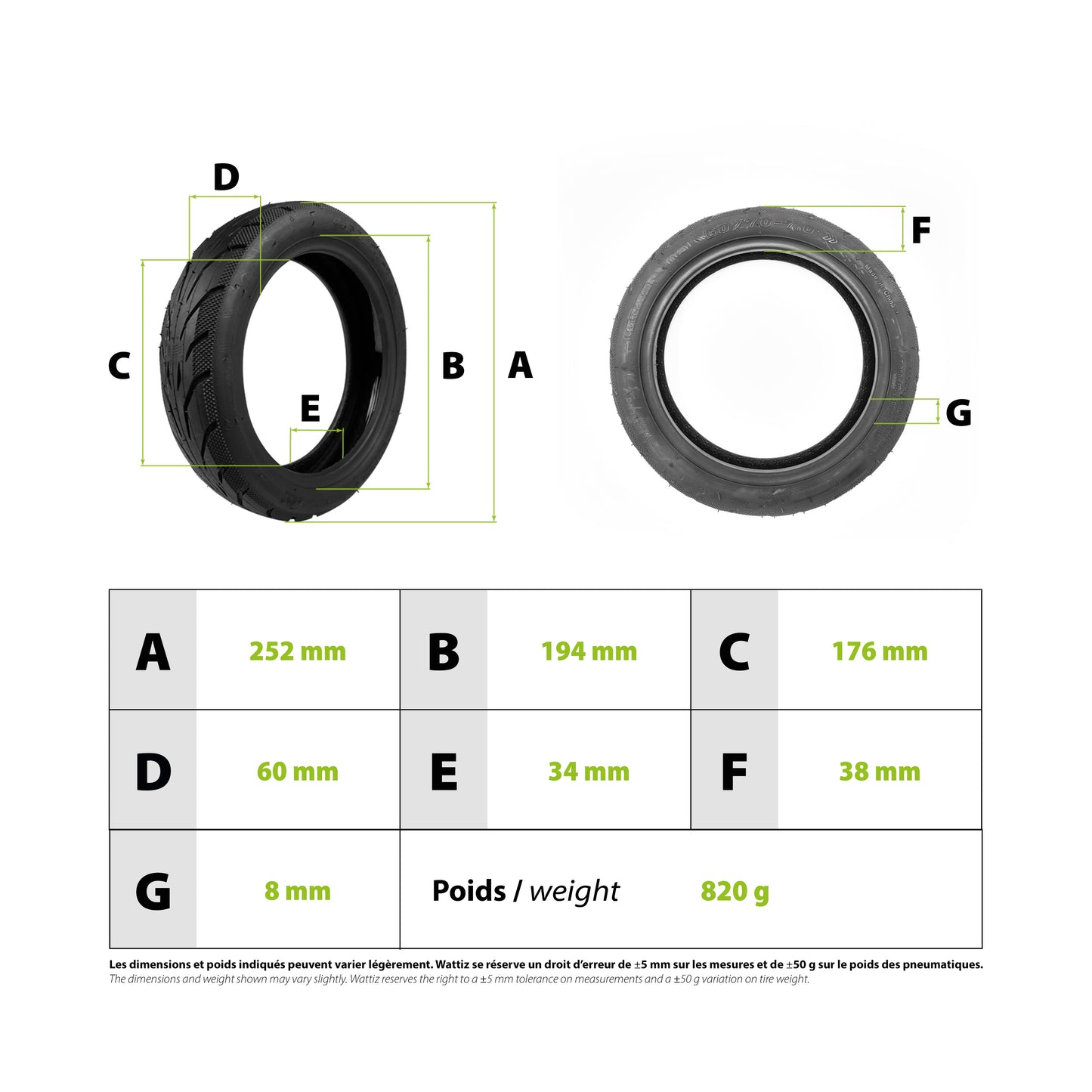 60/70-7.0 Tubeless Reifen mit Gel