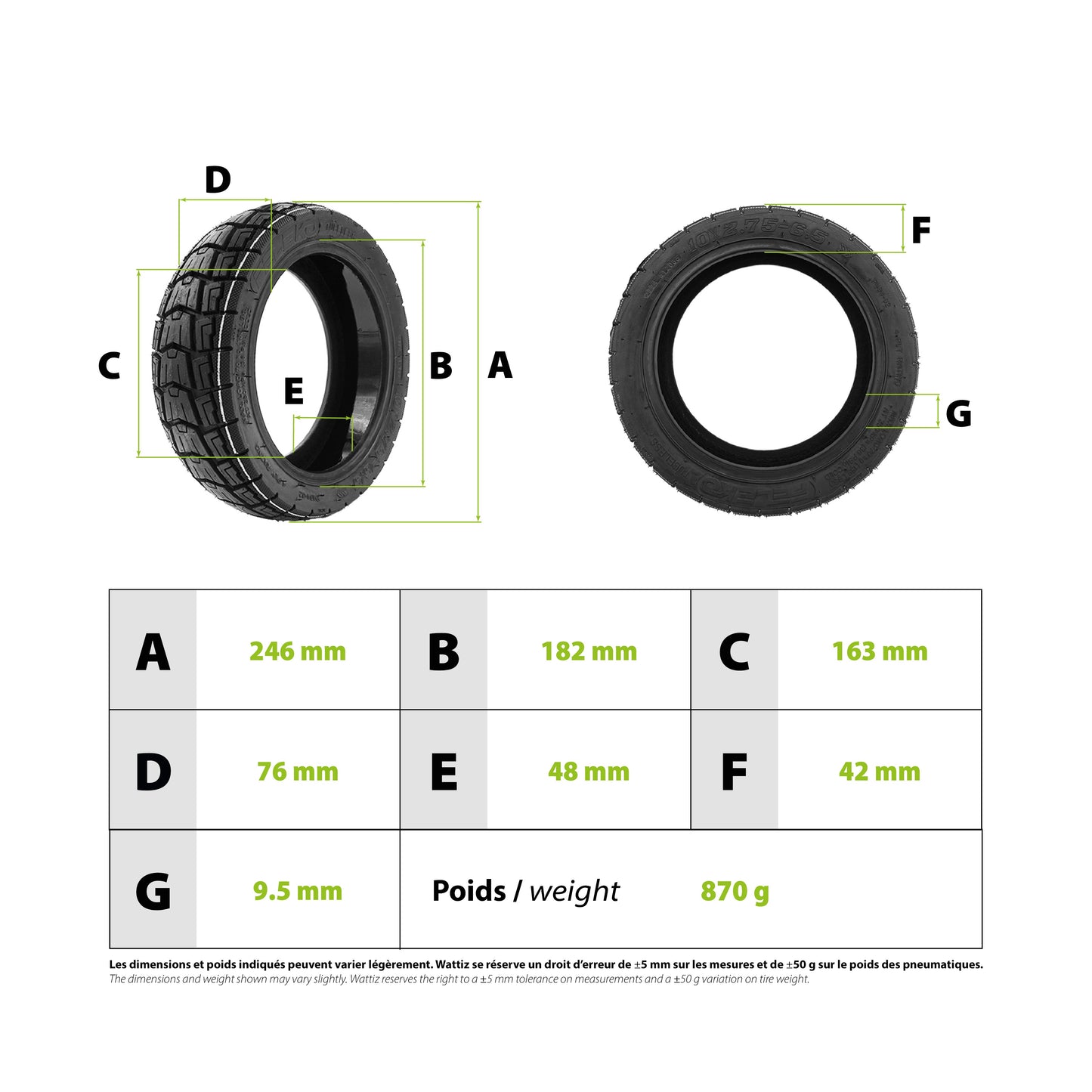 10x2,75-6.5 Tubeless Reifen mit Gel