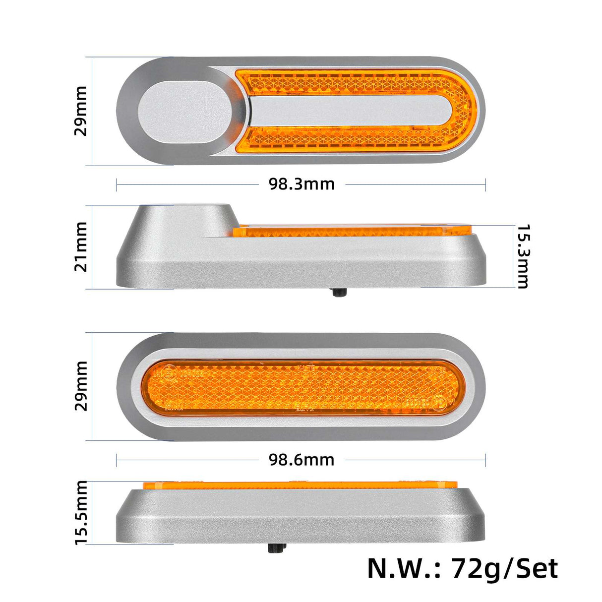 Xiaomi 4 Set Reflektoren für AMG silber