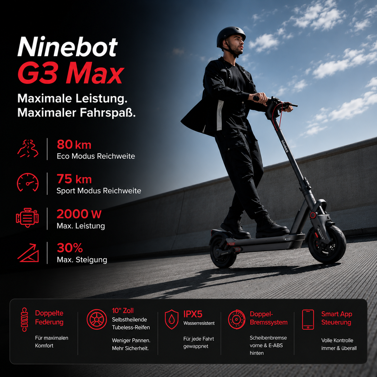 Segway Ninebot eKickScooter MAX G3 + Luna Full Service