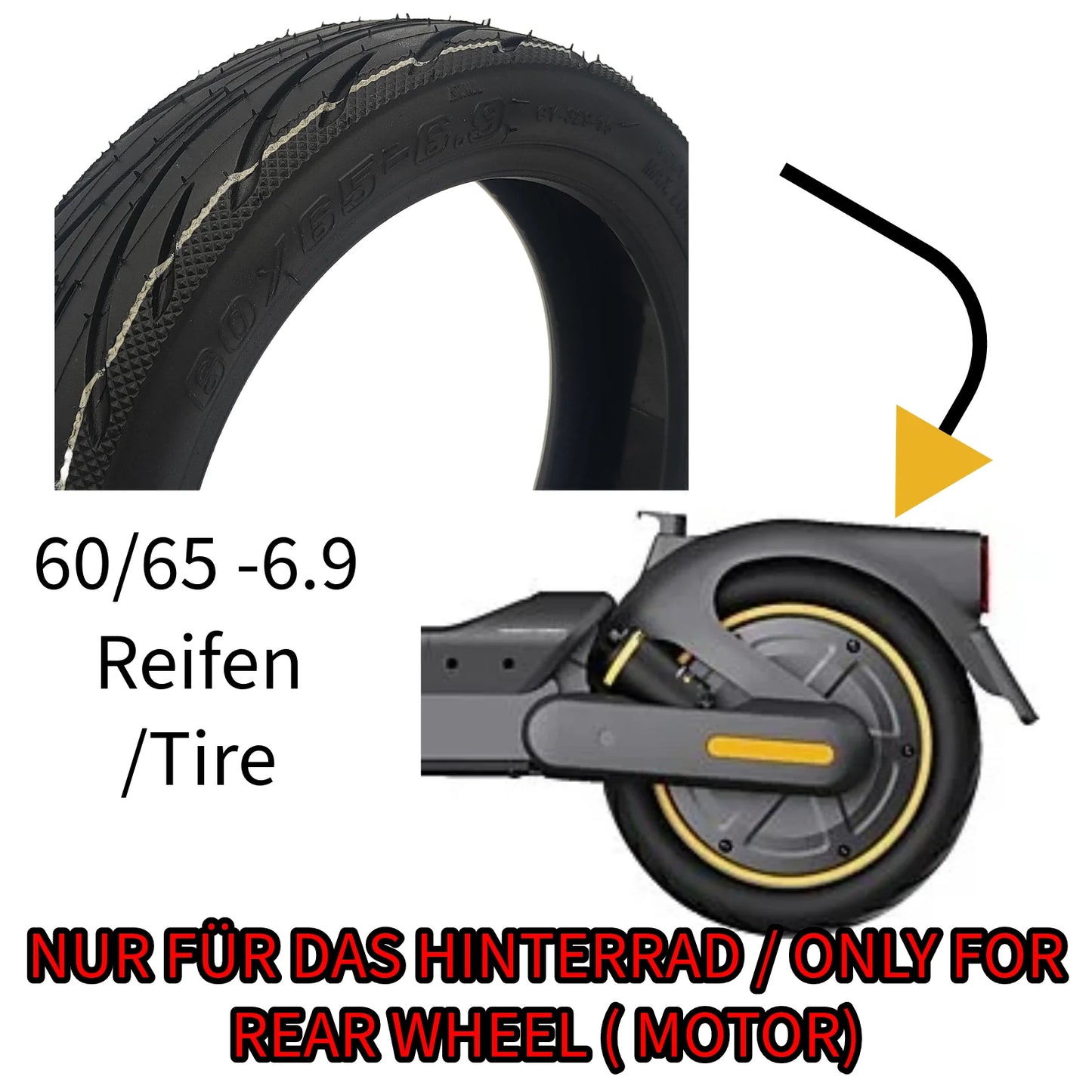 60/65-6.9 Ninebot Max G2 Hinterrad Reifen Tubeless mit Gel