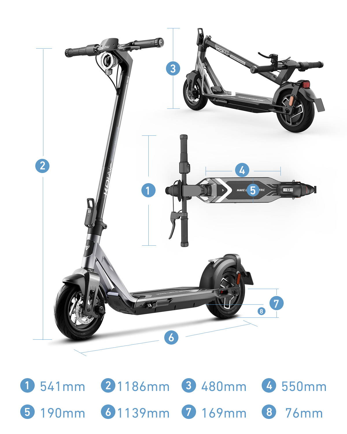 NIU KQi Air / Air X Carbon Leichtester Elektro-Roller (EU-Version)