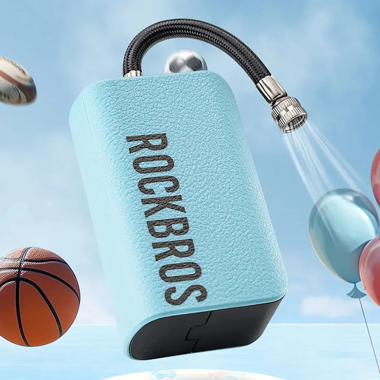 Rockbros elektrische pumpe mit Digitalanzeige für E-Scooter – Blau