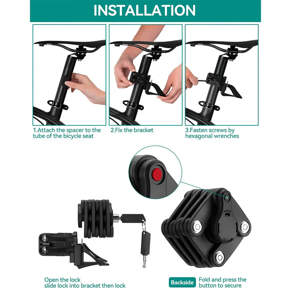 Rockbros WD795 faltbares Fahrradschloss – schwarz