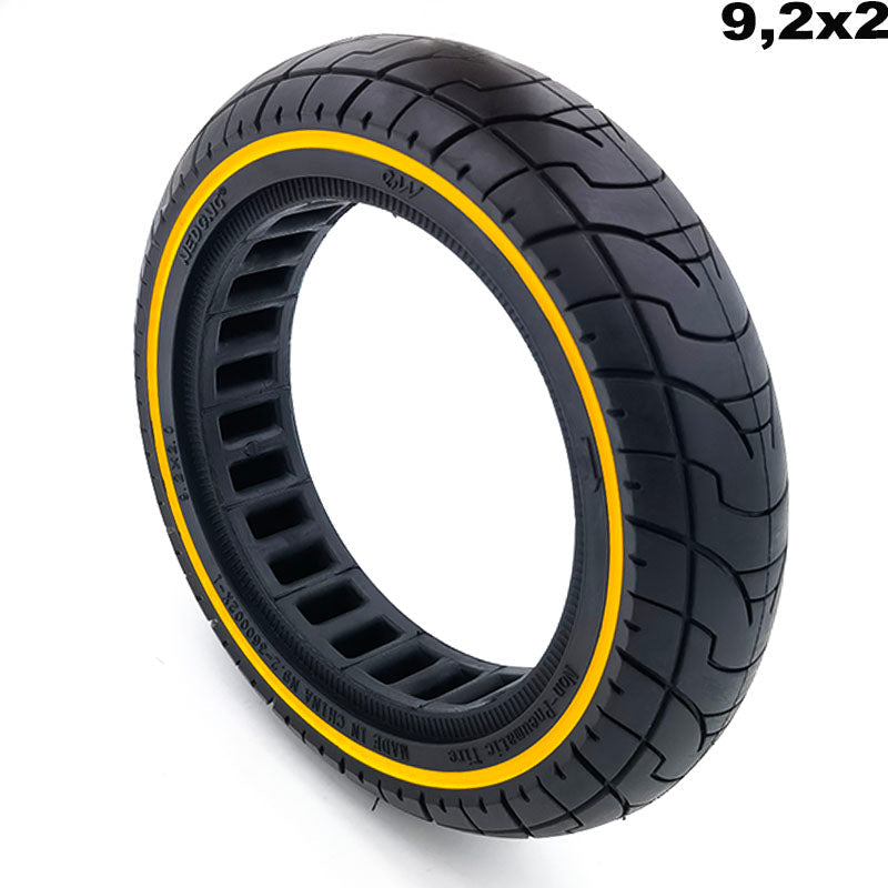 9,2x2 Zoll Vollgummi Reifen Gelbe Streifen